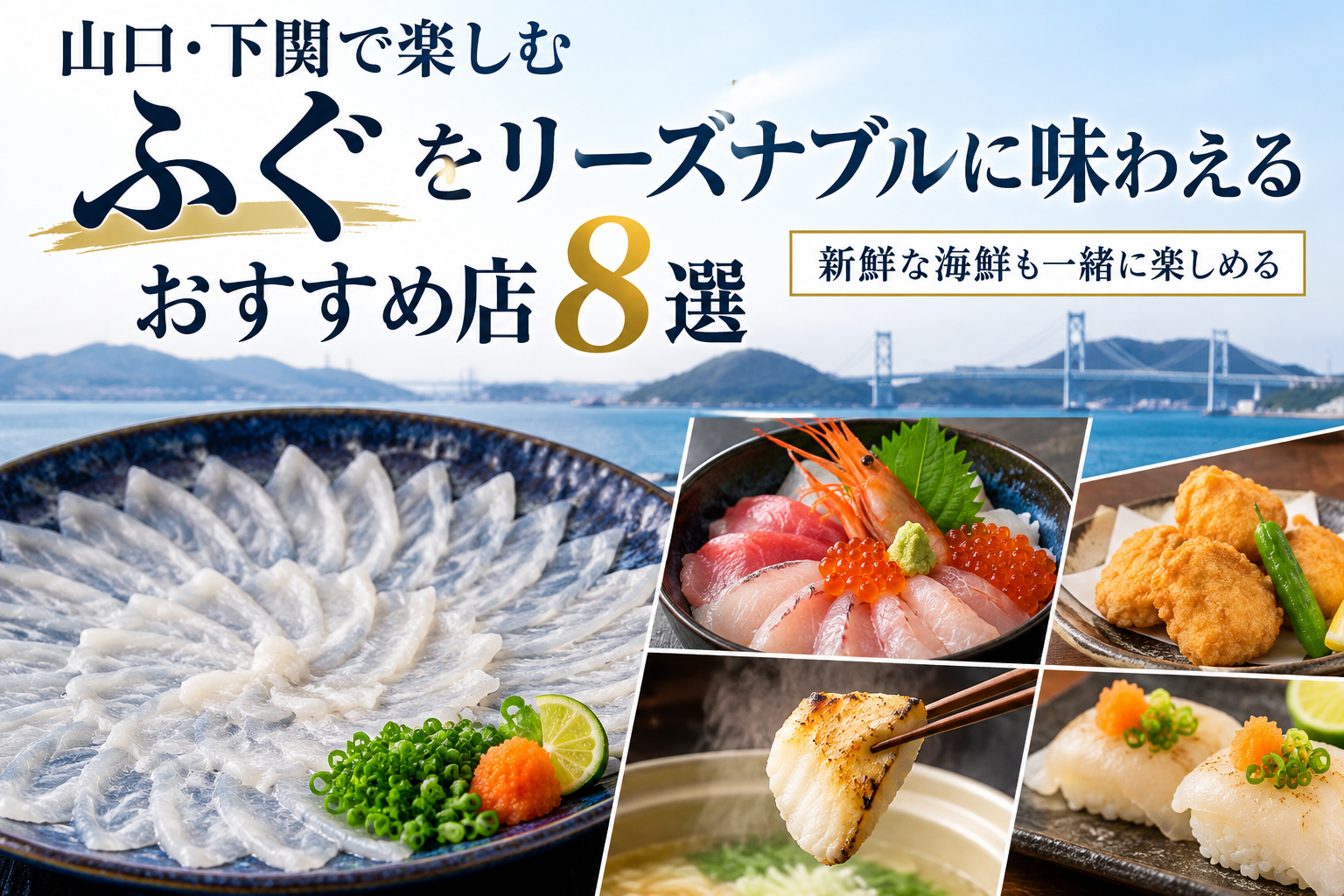 下関でふぐを安く楽しめるおすすめ店8選と、ふぐ刺しや海鮮料理を紹介する