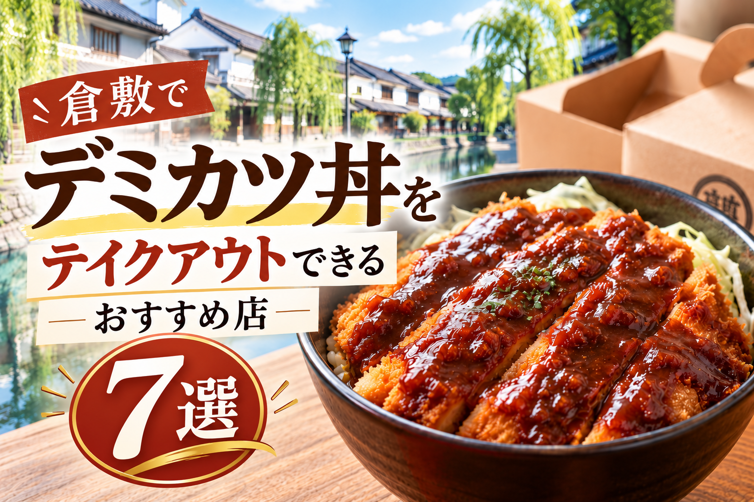 倉敷でデミカツ丼をテイクアウトできるおすすめ店7選を紹介するアイキャッチ画像